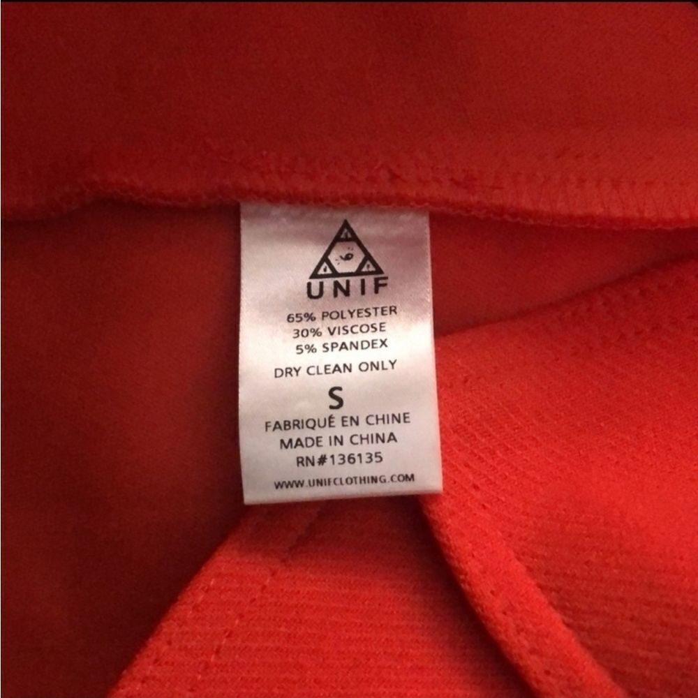 UNIF | HIGH RISE ORANGE RED BUTTON FRONT VALEN MINI SKIRT FAUX WOOL SMALL - Picture 14 of 16